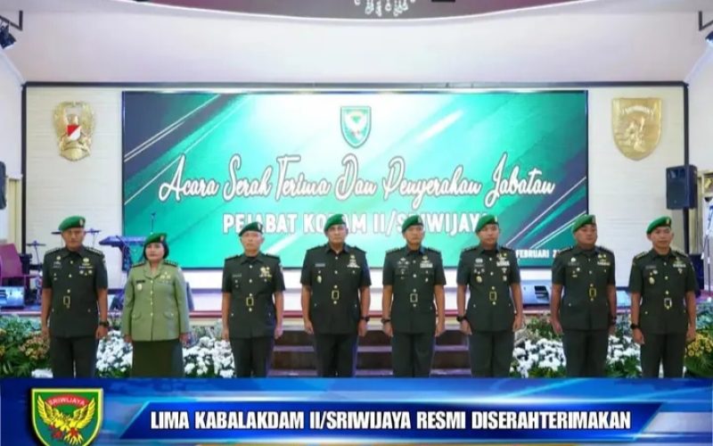 Serah Terima Jabatan Lima Kabalakdam ll/Sriwijaya Di Gedung Sudirman Makodam ll/Sriwijaya Palembang