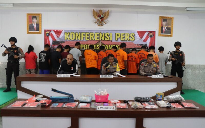 Konferensi Pers Polres Bangka, Ini Barang Bukti Dan Tersangka Dalam Operasi Antik Menumbing 2023