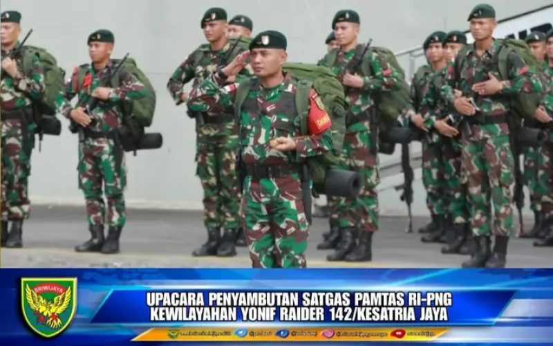 Pasukan Yonif Raider 142/ksatria Jaya Kembali Dari Tugas Papua Di Sambut Pangdam II/Sriwijaya