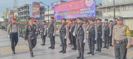 Pj Wali Kota Padangsidimpuan Hadiri Upacara HUT Bhayangkara Ke-78.