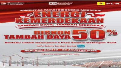 Sambut HUT ke-80 Kemerdekaan RI, PLN Hadirkan Diskon Tambah Daya 50 %