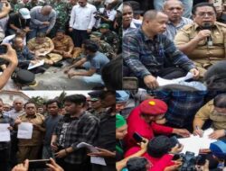 Wali Kota Pematangsiantar Wesly Silalahi SH MKn bersama Forkopimda rela duduk bersama massa pengunjukrasa di depan Gedung DPRD Kota Pematangsiantar.