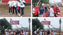 Semangat Kemerdekaan! Kades Teluk Kijing III Bersama PTPN IV Regional VII Gelar Gerak Jalan Sehat Rayakan HUT RI Ke-81.