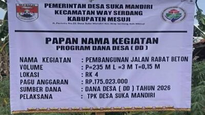 Wujud Dari Nilai Kesejahtraan Warga Desa Suka Mandiri Realisasikan Bangun Jalan Rabat Beton Tahun 2026
