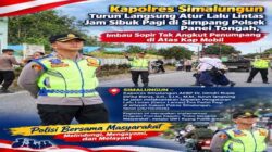 Kapolres Simalungun Turun Langsung Atur Lalu Lintas Jam Sibuk Pagi di Simpang Polsek Panei Tongah, Imbau Sopir Tak Angkut Penumpang di Atas Kap Mobil